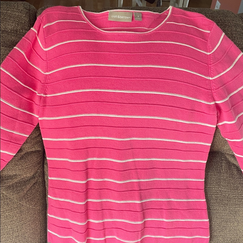 Croft & Barrow Vibrant Pink and White Striped Top